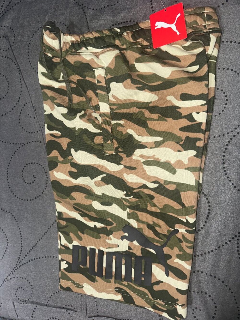 PUMA TECH FLEECE LOGO CAMO SHORTS SIZE 2XL XL L M OR S MEN NWT $$$$